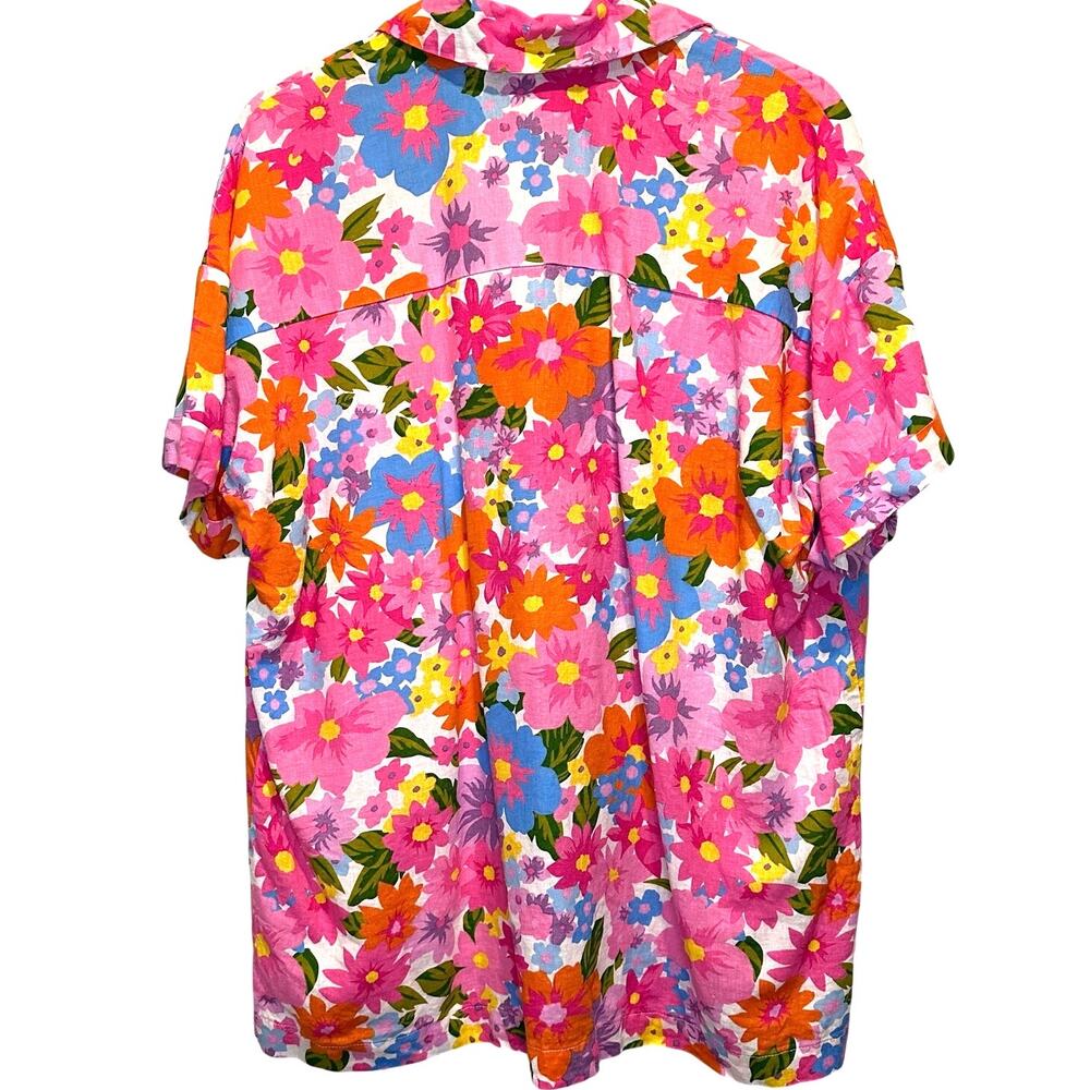 Show Me Your MuMu Parker Button Down Barbie Linen | Pink Orange‎ Floral | SZ M - Picture 6 of 13